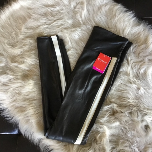 SPANX Pants - Spanx Faux Leather Side Stripe Legging Small Black